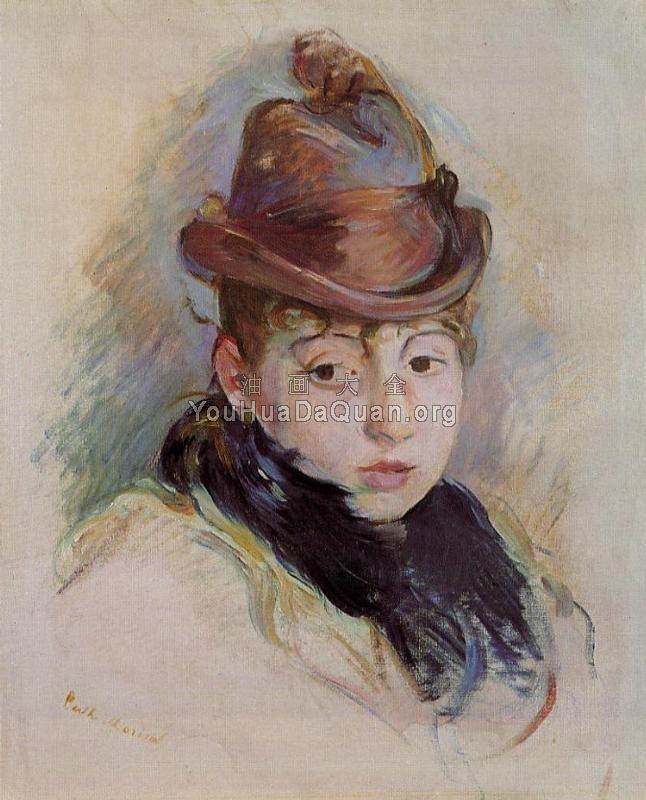 Young Woman in a Hat, Henriette Patte - 贝尔特·摩里索特